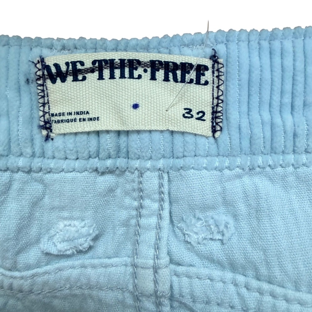 We The Free Good Luck Mid Rise Barrel Pants 32 Light Blue Corduroy Wide Leg NWOT - Picture 7 of 8